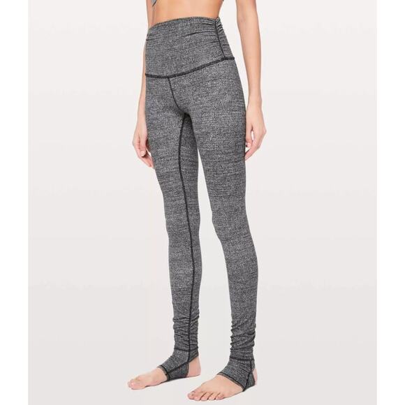 Lululemon Still Mind Tight 28" Interlink Women's Ice Grey Black Size 4 - Picture 5 of 16